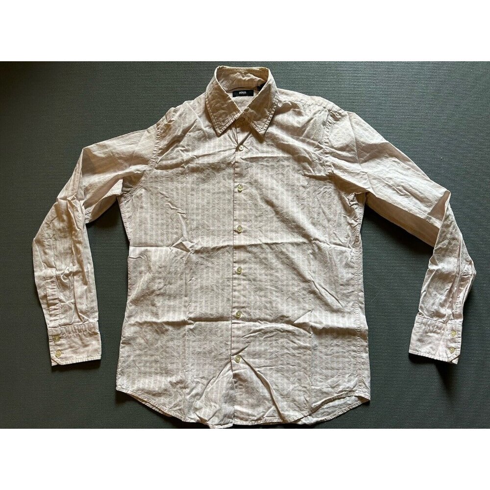 Hugo Boss Peach Salmon Check Shirt Medium Men’s